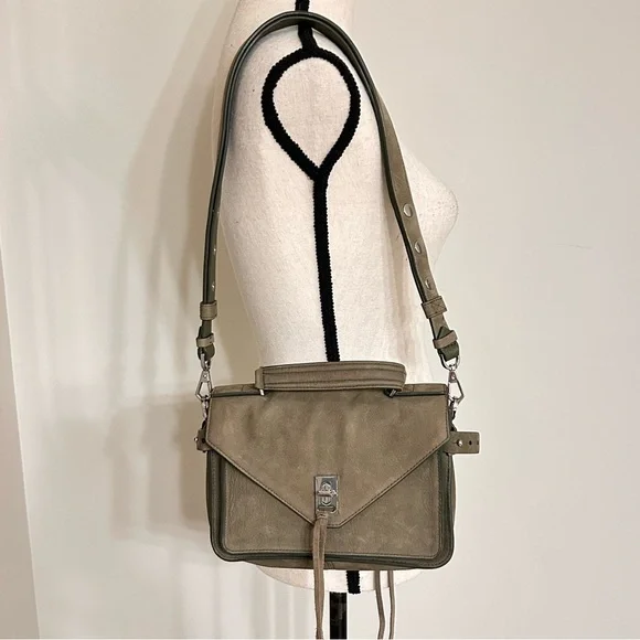 Rebecca Minkoff Olive Green Suede Shoulder | Crossbody Bag Convertible Strap - Picture 3 of 11